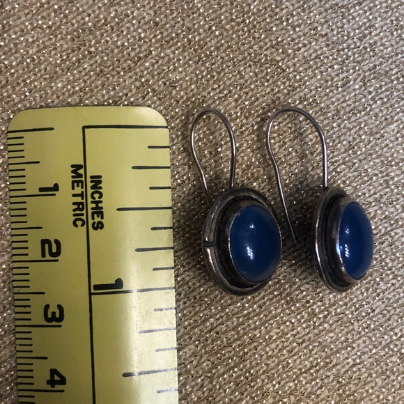 Sterling Silver Earrings & Shiny Blue Lapis! Handmade Vintage Gift! Grad gift - Picture 7 of 9